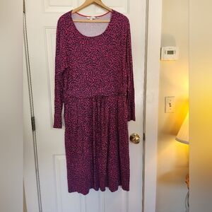 Boden Abigail Midi Dress Size 18L Magenta Navy Geo Print Office Party Event